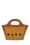 Marni Two-tone Raffia And Leather Micro Tropicalia Handbag