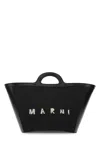 Marni Women Black Leather And Raffia Small Tropicalia Summer Handbag In Black