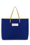 Marni Blue Felt Medium Janus Shopping Bag In Blue