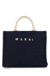 Marni Blue Raffia-effect Small Tote Bag In Blue