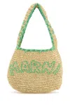 Marni Small Nassa Bag In Green Natural Raffia In Brown