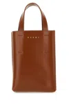 Marni Small Leather Art Tote In Brown