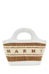 Marni Borsa A Mano Tropicalia Summer Micro Bicolor In Rafia E Pelle Donna In White