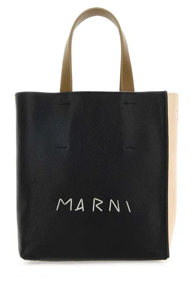 Marni Two-tone Leather Mini Museo Handbag In Multicoloured