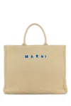 Marni Ivory Raffia Shopping Bag In White