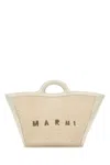 Marni White Leather And Raffia Small Tropicalia Summer Handbag In White