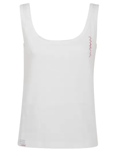 Marni Handcrafted Cotton Tank Top With Embroidery In White