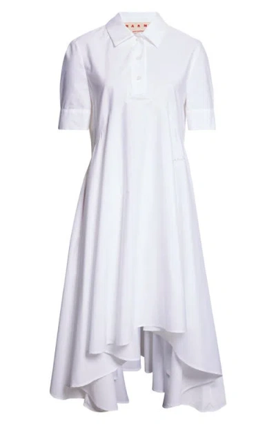 Marni Handerchief Hem A-line Polo Dress In White