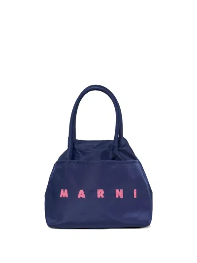Marni Kids' Handle Watercolour Shoulder Bag In Purple
