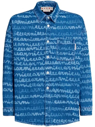 MARNI HANDWRITING-PRINT DENIM SHIRT