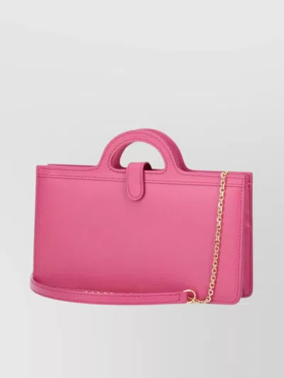 Marni Hardware Gold Tone Structured Shape Top Handle In Pink