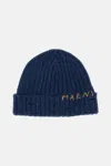Marni Dark Blue Logo Beanie Hat