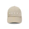 Marni Graphic Embroidered Cotton Canvas Hat In Neutral