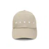 Marni Graphic Embroidered Cotton Canvas Hat In Neutral