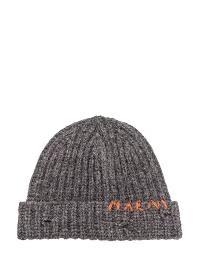 Marni Hat With Logo In Gray