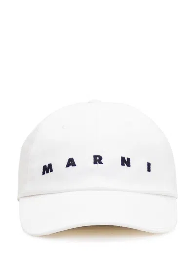 Marni Hat With Logo In White