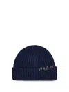 Marni Dark Blue Logo Beanie Hat In Blue