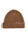 Marni Hazelnut Knit Hand-stitched Logo Beanie In Brown