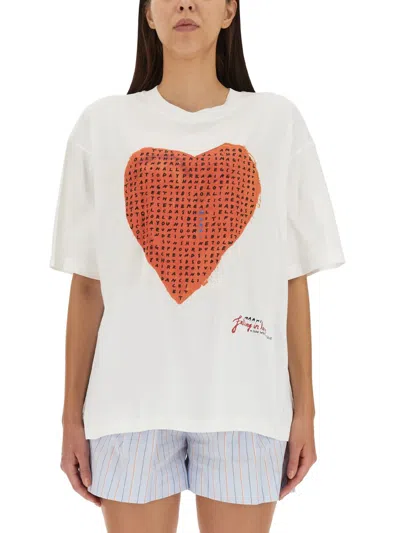 Marni Heart Crucipuzzle T-shirt In White