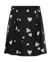 Marni Black Poplin Skirt With Bunch Of Hearts Print In Black
