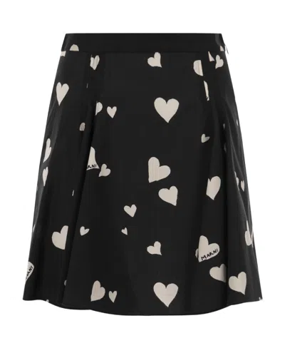 MARNI MARNI HEART MOTIF PRINTED MIDI SKIRT