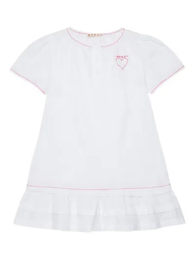 Marni Kids' Heart Ruffled Dress In White