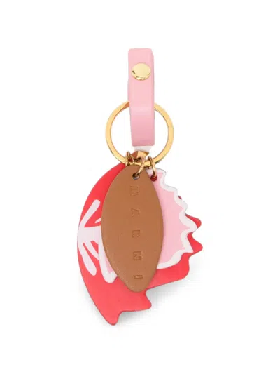 Marni Kids' Heart-motif Leather Keyring In Brown