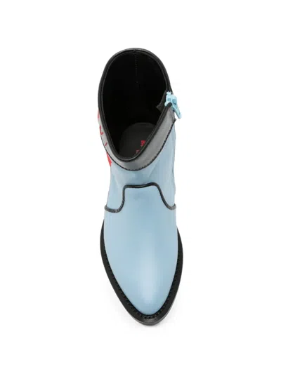 Marni Kids' Heart-motif Logo-embroidered Boots In Blue