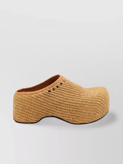 Marni Heel Sandals With Woven Texture Platform