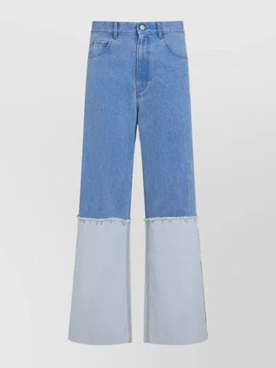 Marni Hem Frayed Trousers Contrast Panel Design In White