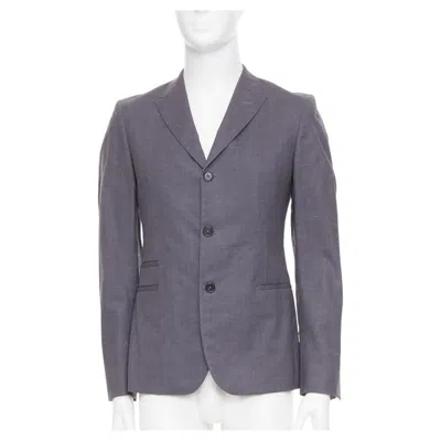 Pre-owned Marni High Break Notch Lapel Wool Three Button Tailored Blazer Jacket Eu46 In Gray
