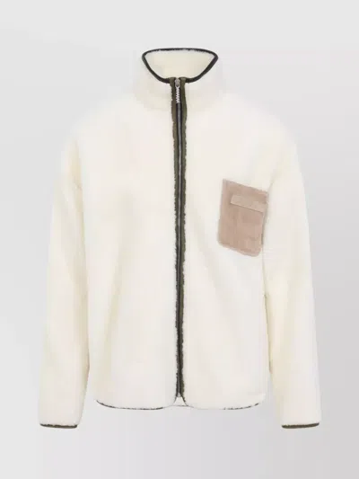Marni High Collar Chest Pocket Contrast Trim In White