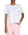 Marni High Low Patch Pocket Crewneck Tee In White