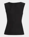 Marni Black Sleeveless Top With Boat Neckline And Rear Button Closure In Cotton Woman