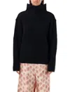 Marni Ribbed Texture High Neck Knitwear In Black