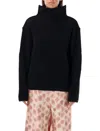 Marni Ribbed Texture High Neck Knitwear In Black