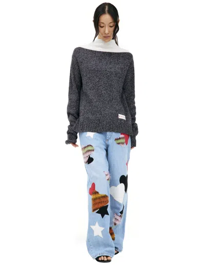 Marni High-necked Wool Sweater In Grey