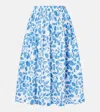 Marni High-rise Cotton Midi Skirt In Blue
