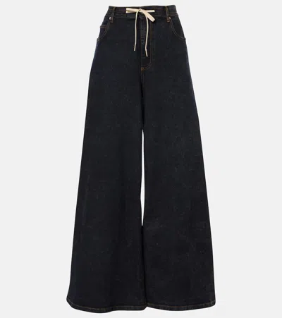 Marni Wide Leg Drawstring Jeans In Black