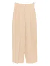 Marni High-waist Brown Wide-leg Trousers With Front Pleats In Neutral