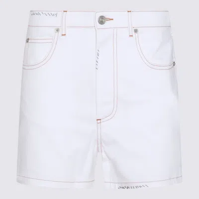 Marni High Waist Floral Printed Denim Shorts In White