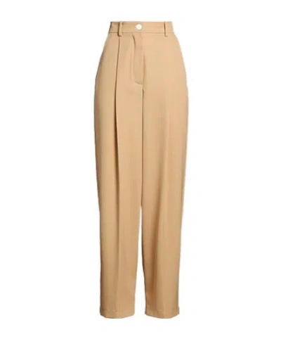 Marni High Waist Loose Wool Pants In Brown