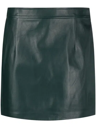 Marni High-waist Mini Leather Skirt In Green