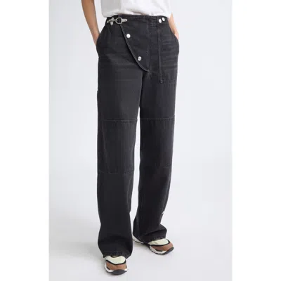 Marni High Waist Snap Fly Panel Wide Leg Jeans In 00n99 Black