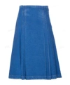 Marni Denim High Waist Midi Skirt With Pleated Detail