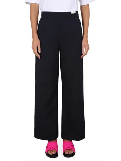 Marni High-waisted Flare Pants With Side Zipper Closure In Blue
