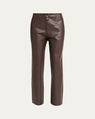 Marni High Waisted Straight Fit Trousers In Darkbrown