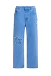 Marni Denim Boyfriend Jeans With Floral Embroidery In Blue