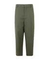 Marni High-waisted Wool Cropped Trousers In Green