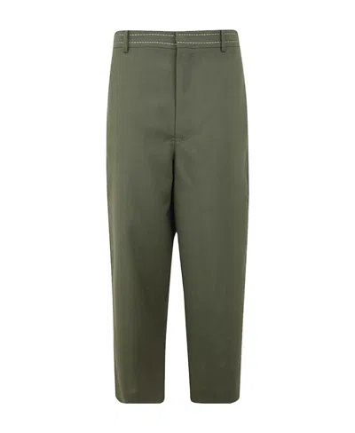 Marni High-waisted Wool Cropped Trousers In Green